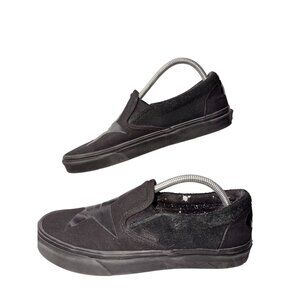 Men 8 womens 9.5 David Bowie X Vans Black Suede & Canvas Star Slip-On Sneakers S